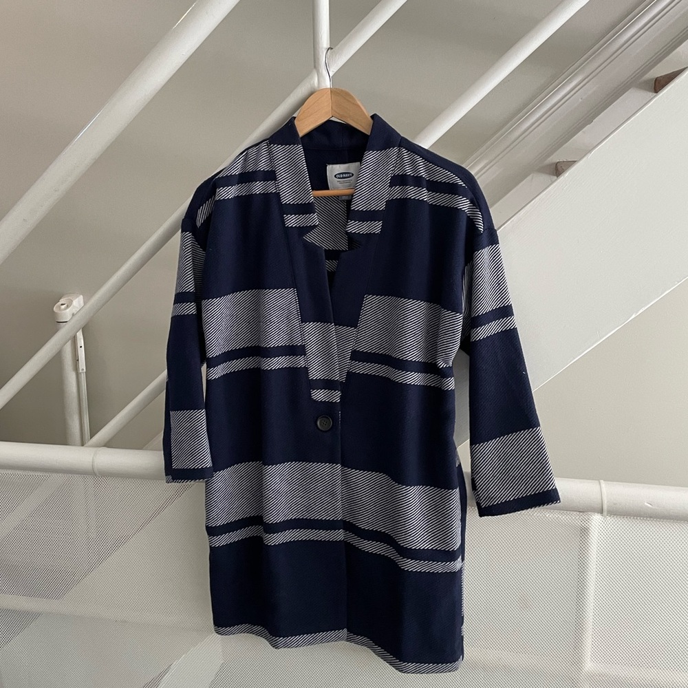 Old Navy Women’s Navy & White Striped Blazer Style Coat - Size XS (Fits big)